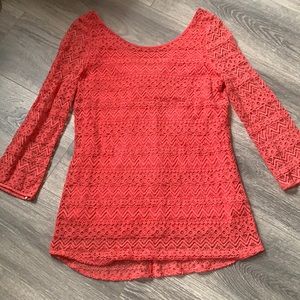 Francescas coral lace top with back bow